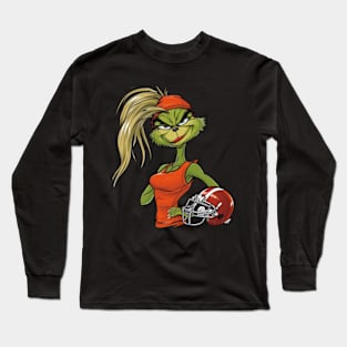 The Grinch Vs Cleveland Indians Logo: Iconic Duel Long Sleeve T-Shirt